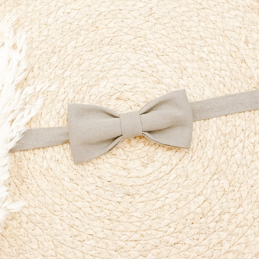 Adjustable Bowtie - Putty Brown Linen