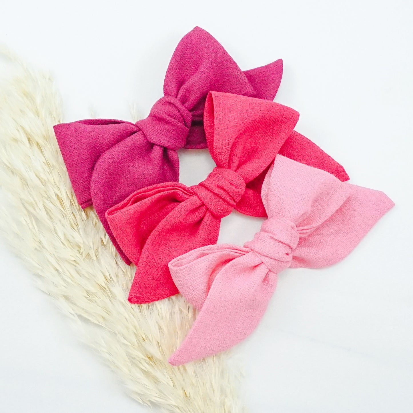 Handtied Fabric Bow - Berry