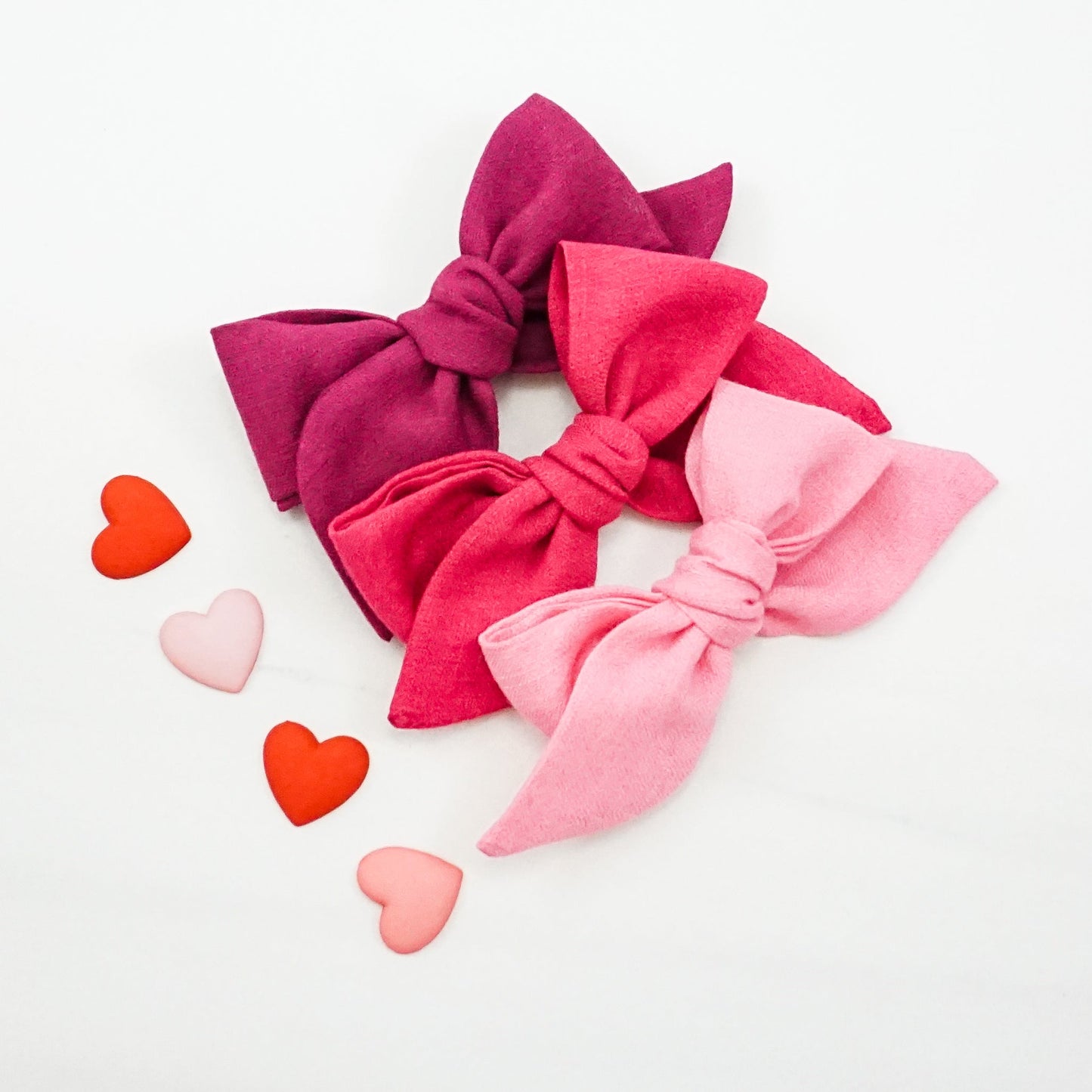 Handtied Fabric Bow - Bubble Gum