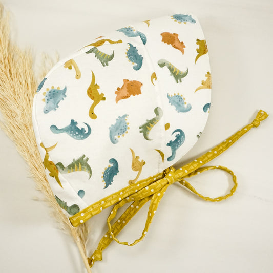 Bonnet - Light Dinosaur - Size 3-6 months (Ready to Ship)