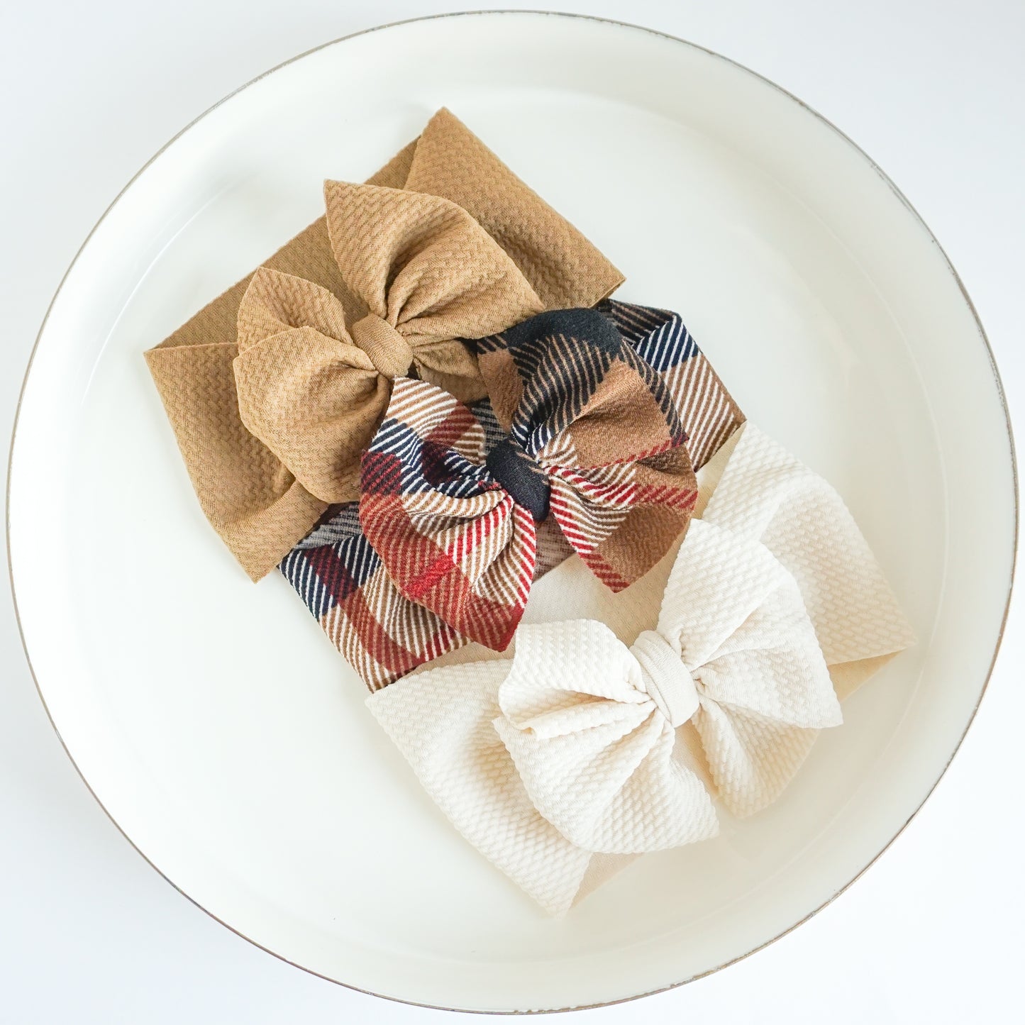 Messy Headwrap - Cranberry + Brown Taupe Tartan