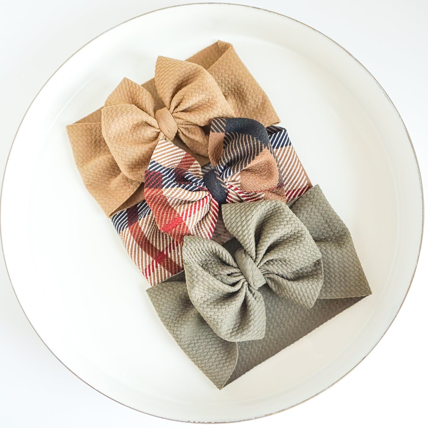 Messy Headwrap - Cranberry + Brown Taupe Tartan
