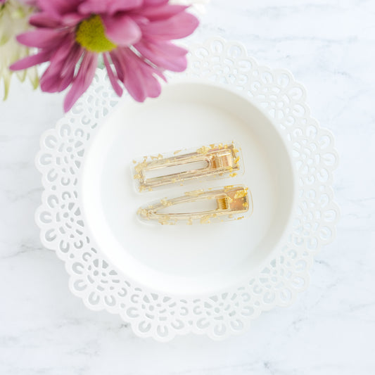 Clear with Gold Flecks Clip - Rectangle and Triangular (sold separately)