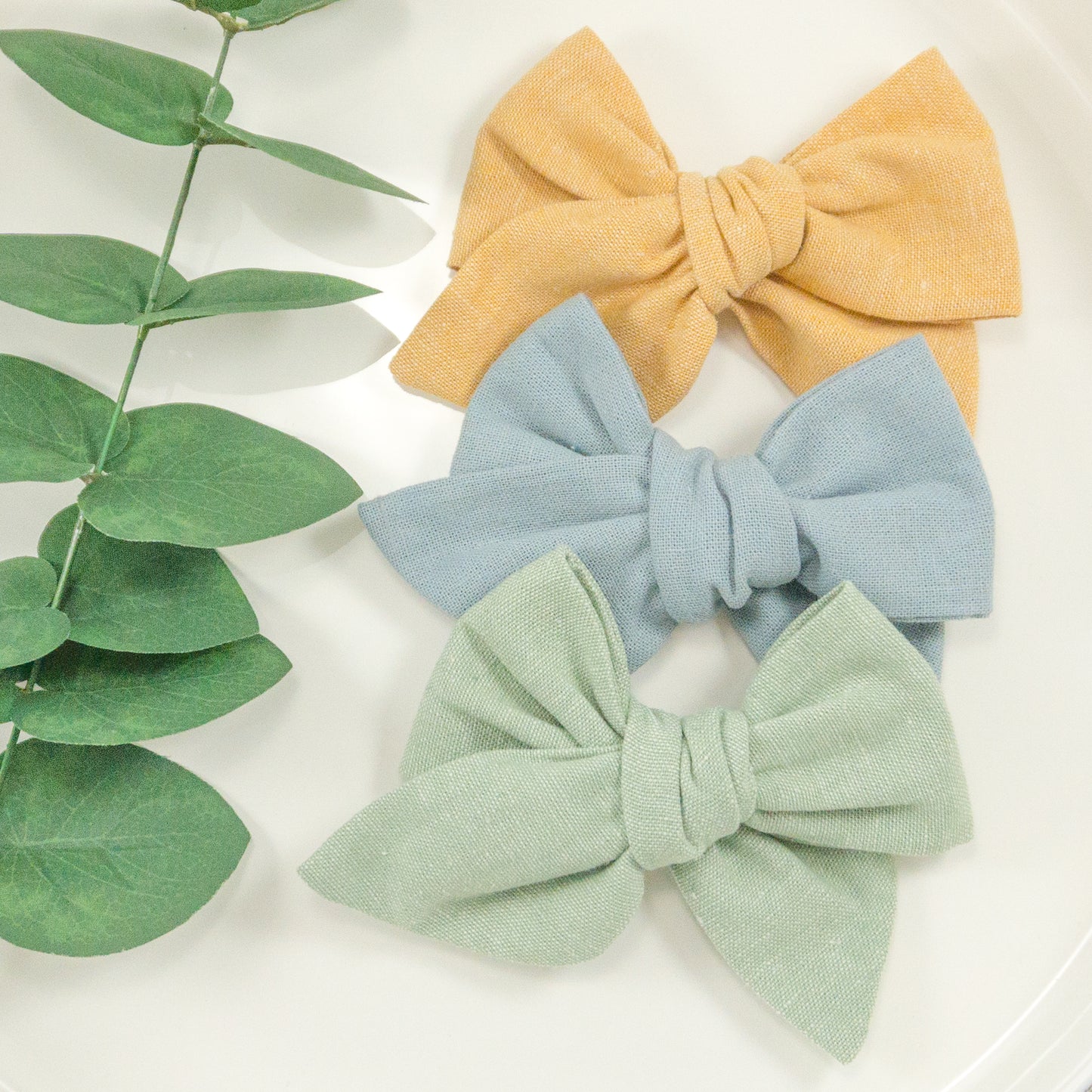 Handtied Fabric Bow - Essex Linen - Seafoam