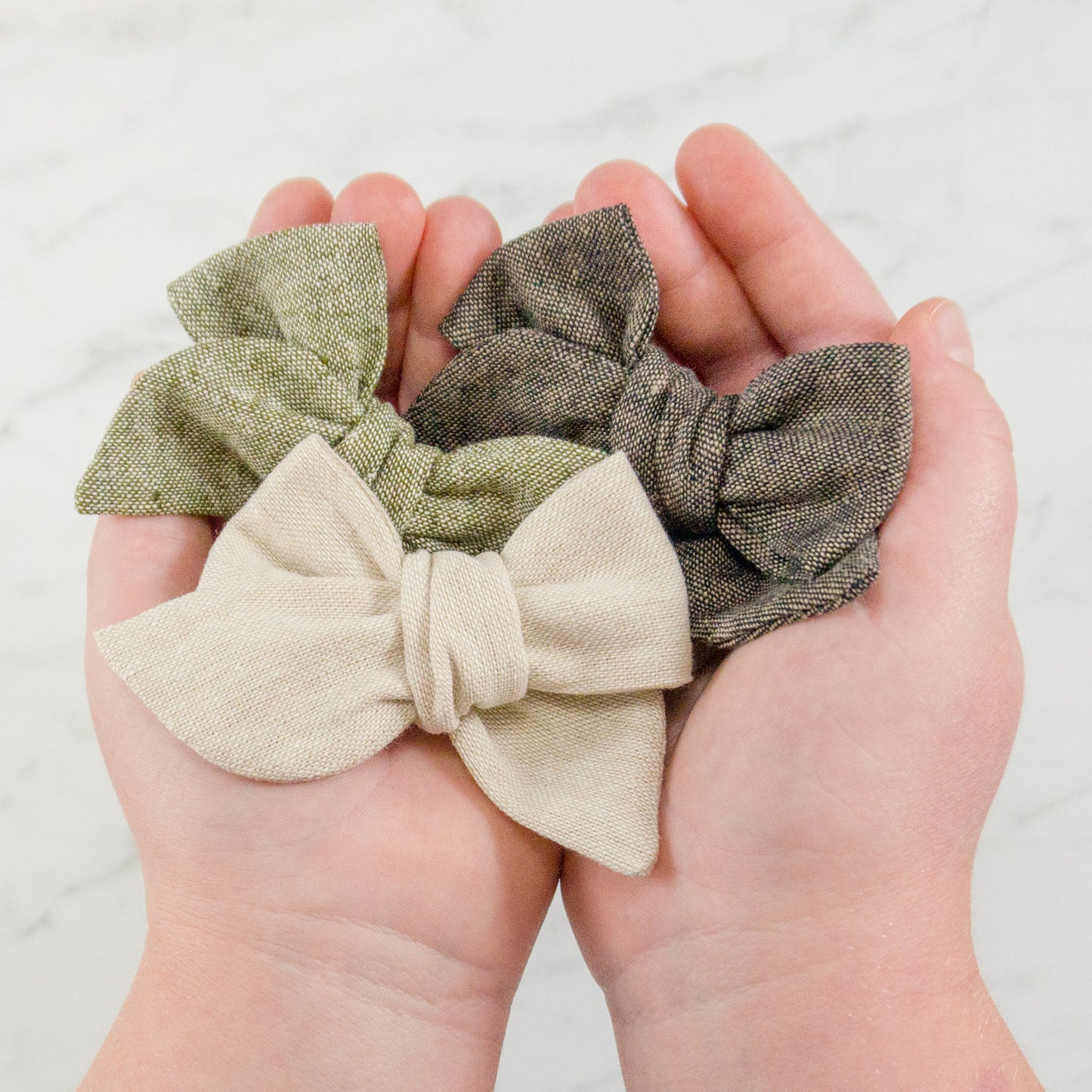 Handtied Fabric Bow - Essex Linen - Oyster