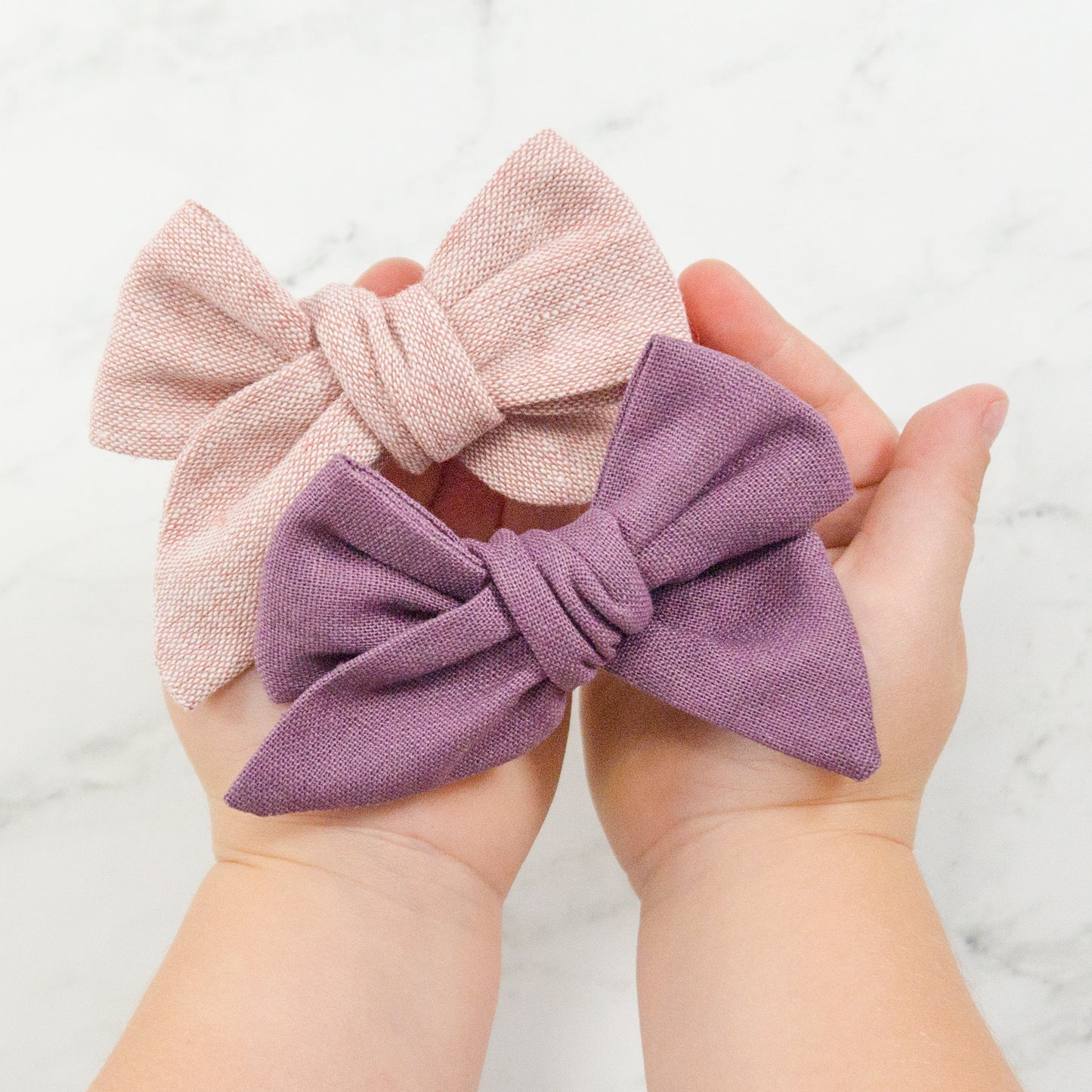 Handtied Fabric Bow - Essex Linen - Plum