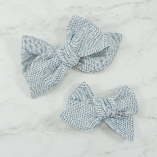 Handtied Fabric Bow - Homespun Linen - Chambray