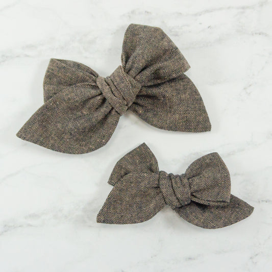 Handtied Fabric Bow - Essex Linen - Espresso