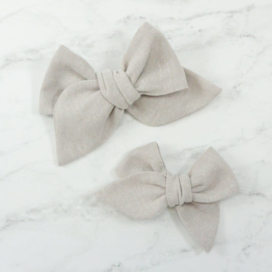 Handtied Fabric Bow - Essex Linen - Heather Purple - Grey