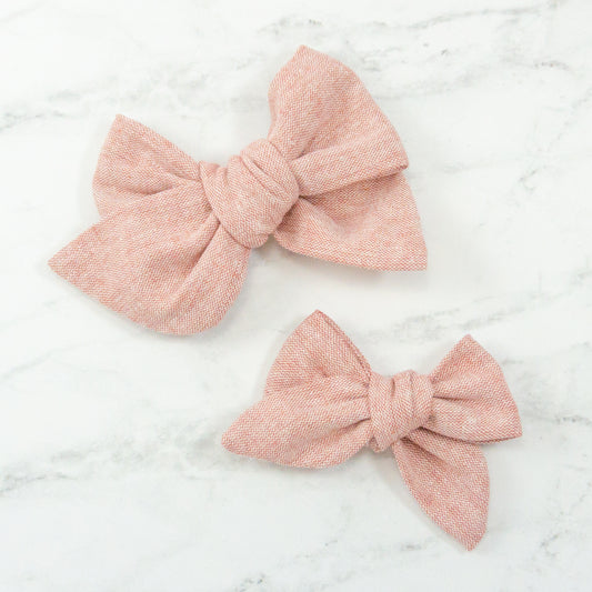 Handtied Fabric Bow - Essex Linen - Berry