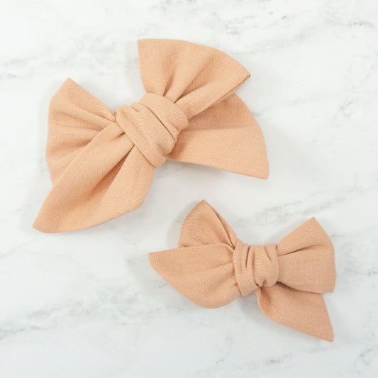 Handtied Fabric Bow - Essex Linen - Rose