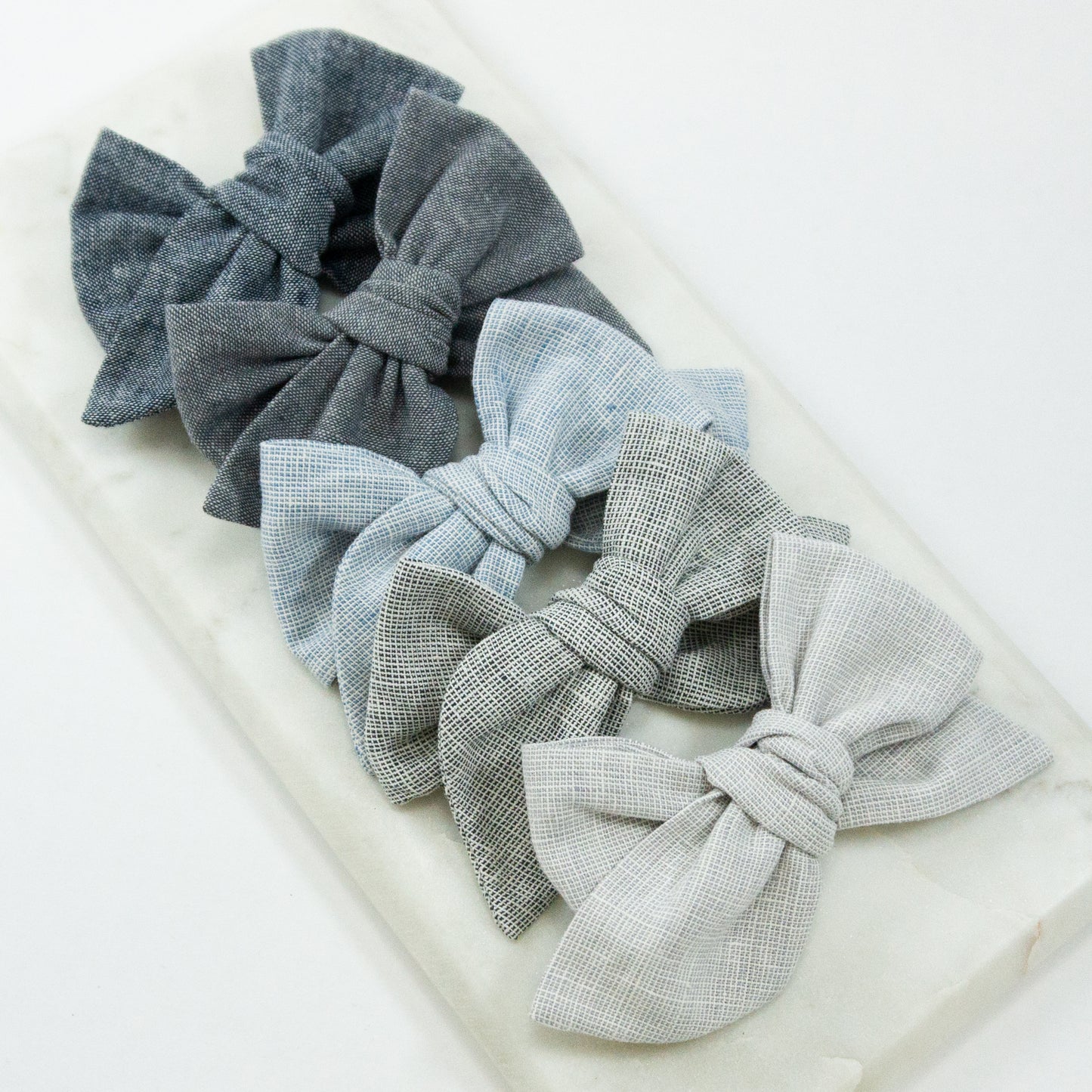 Handtied Fabric Bow - Essex Linen - Graphite