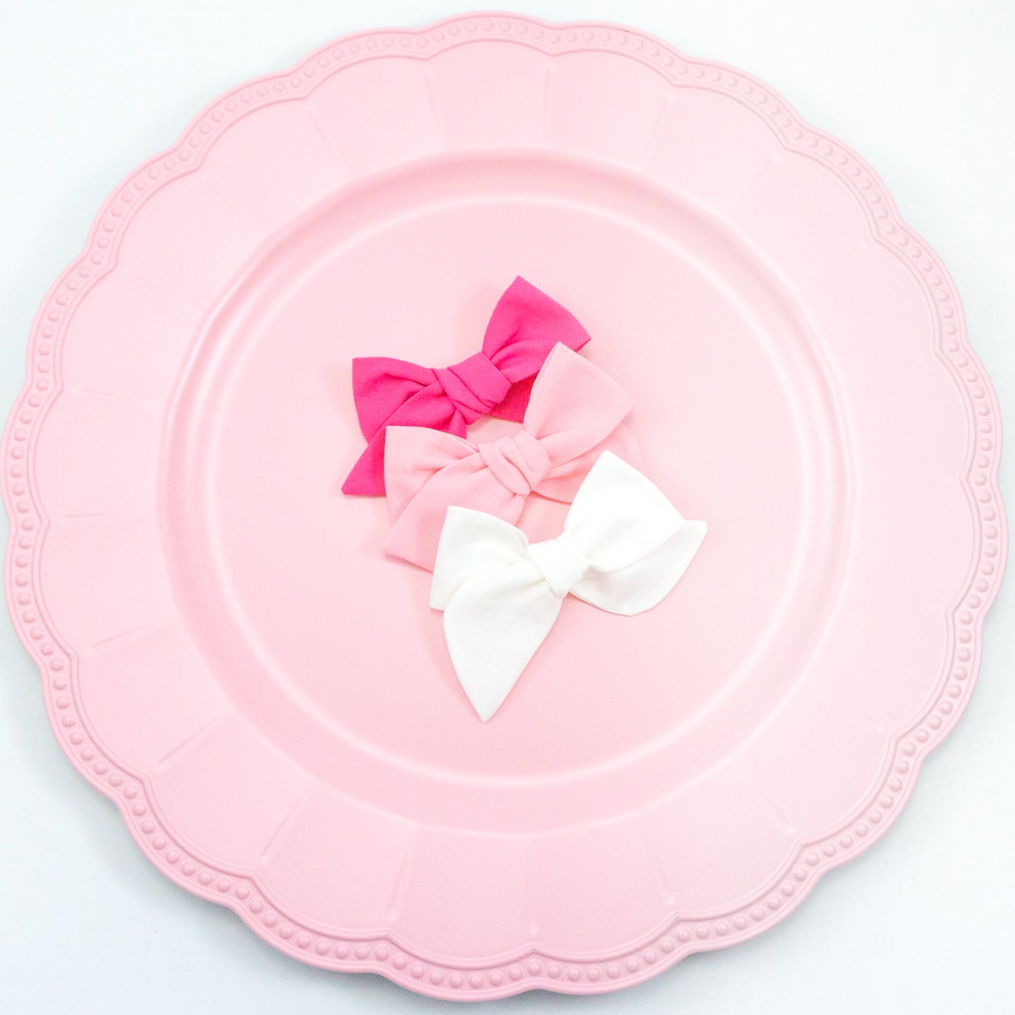 Handtied Fabric Bow - Bright Pink