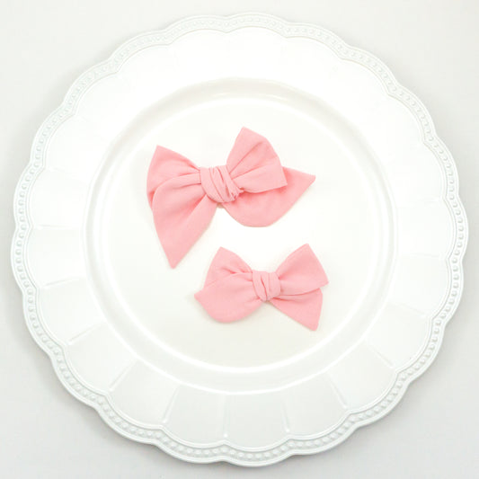 Handtied Fabric Bow - Light Pink