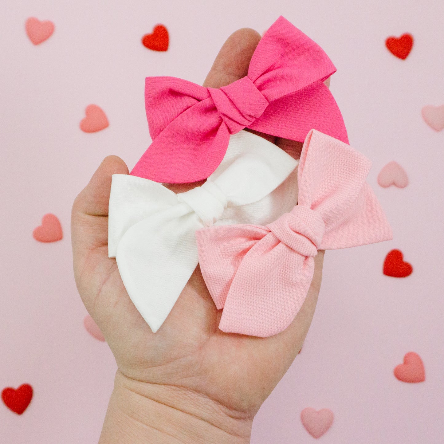 Handtied Fabric Bow - Bright Pink