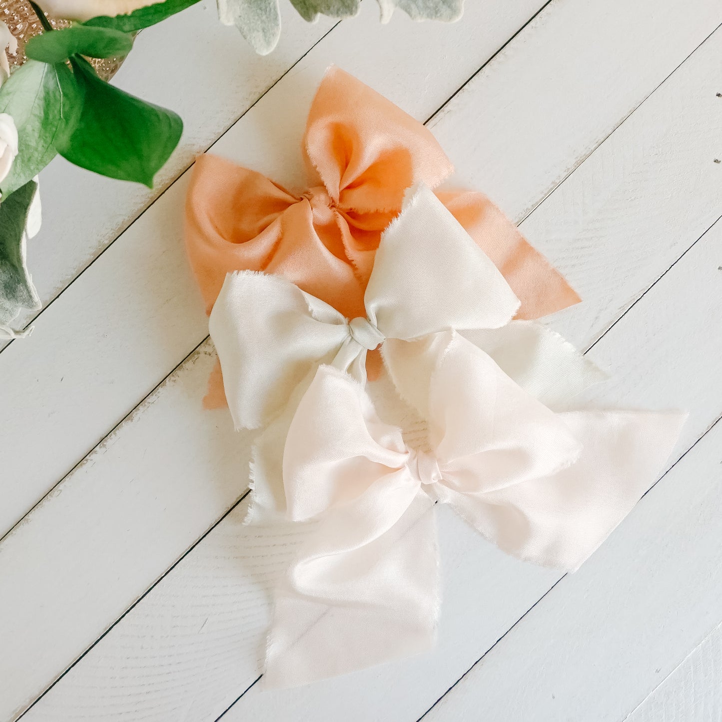 Handtied Silk Bows - Lightest Peach