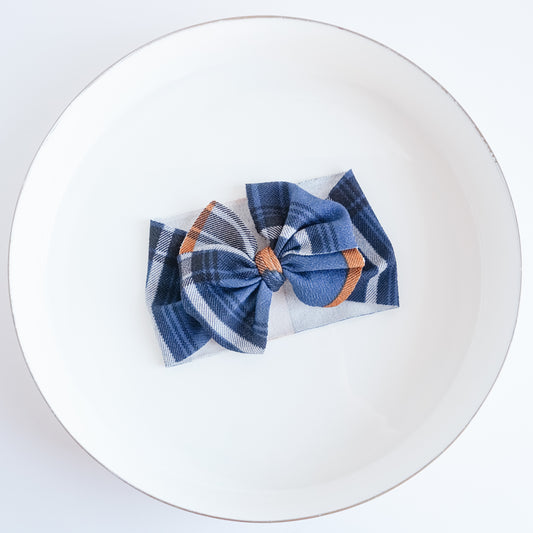Messy Headwrap - Navy Tartan