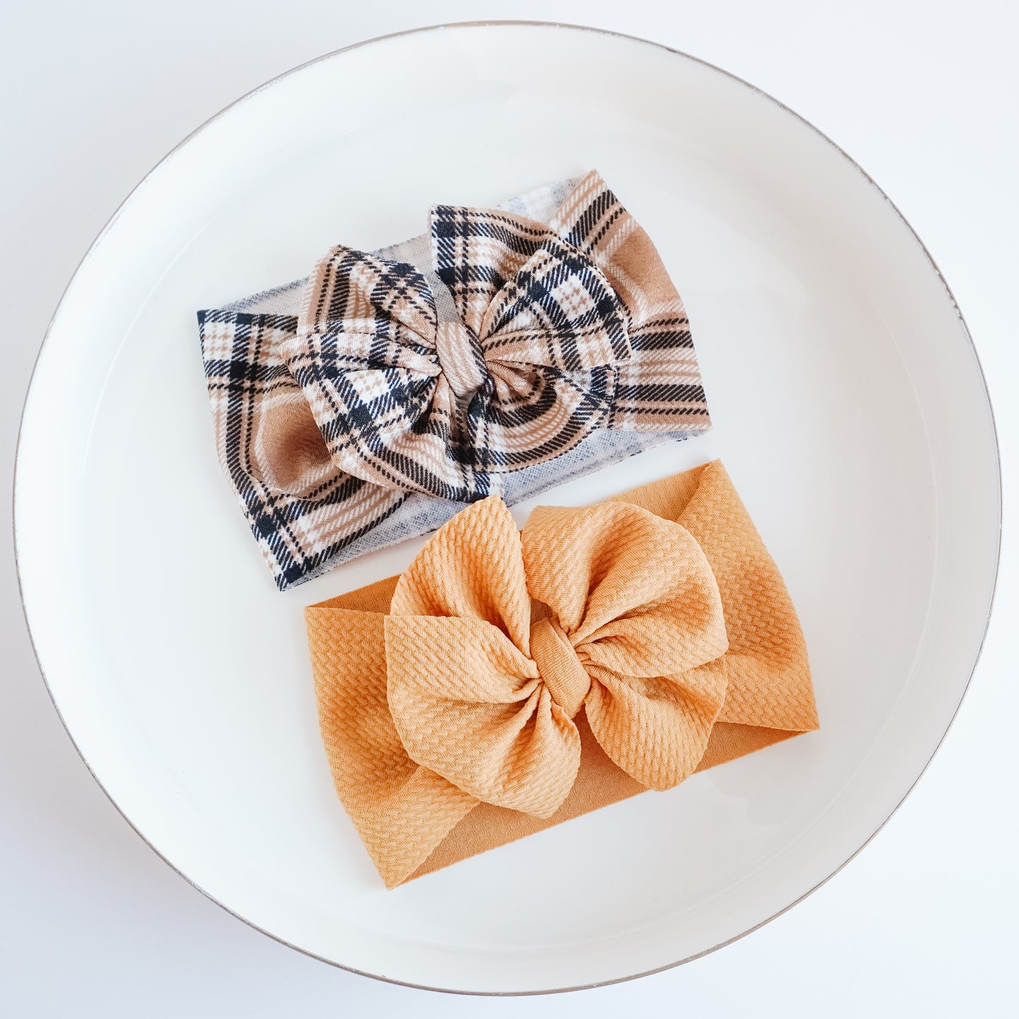 Messy Headwrap - Taupe Tartan