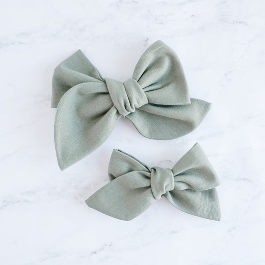 Handtied Fabric Bow - Dark Olive