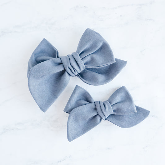 Handtied Fabric Bow - Slate Chalkboard