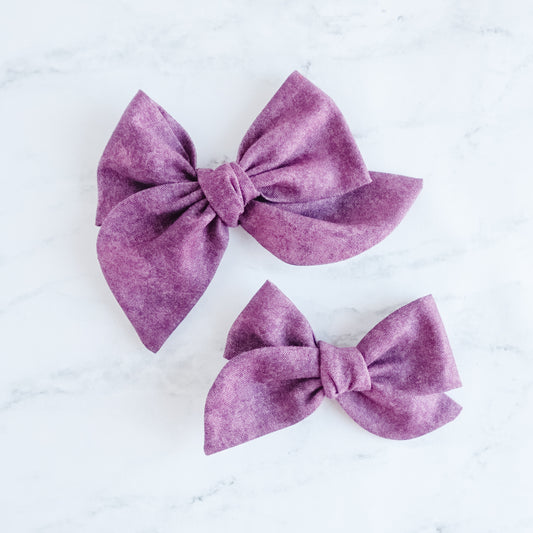 Handtied Fabric Bow - Plum Shadow
