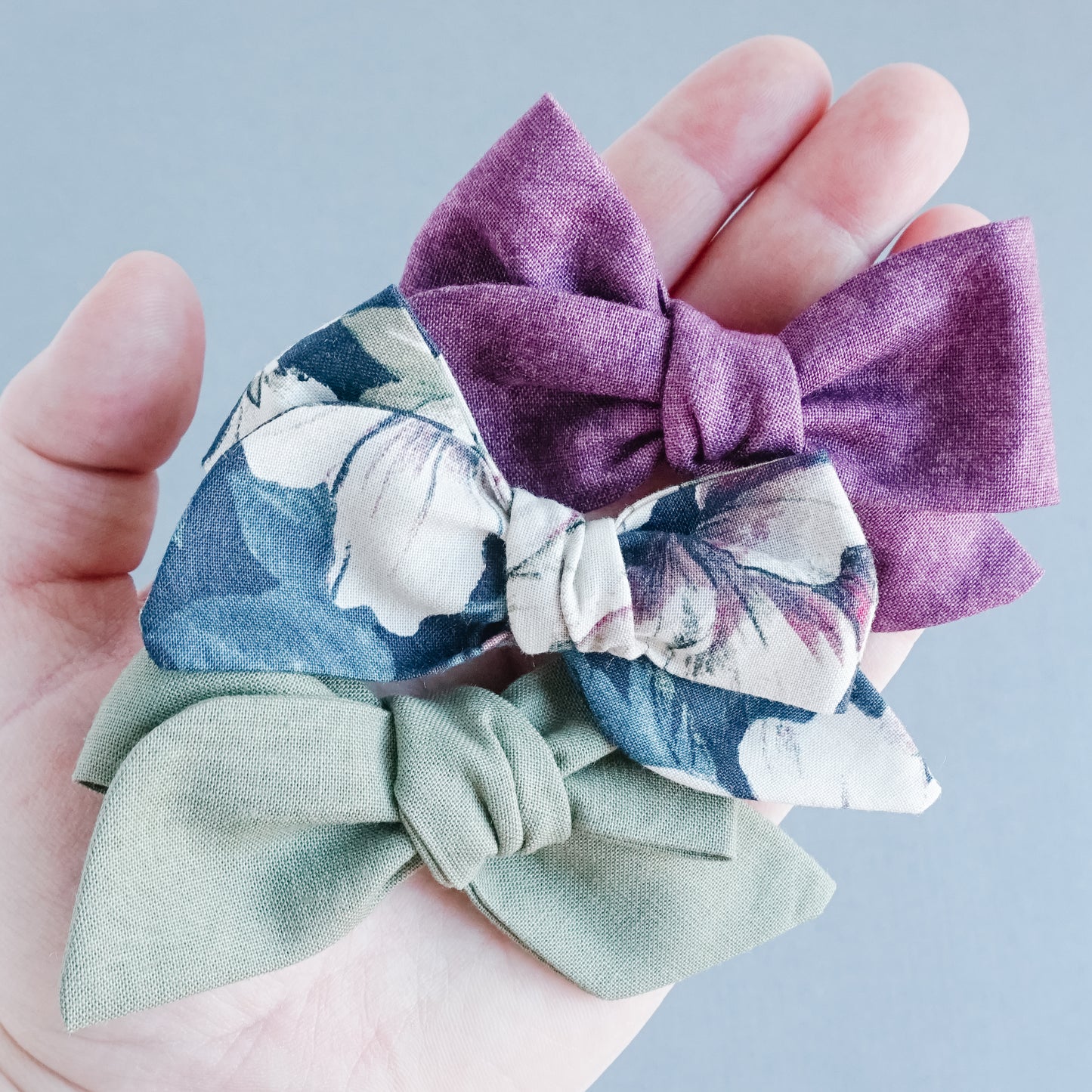 Handtied Fabric Bow - Plum Shadow