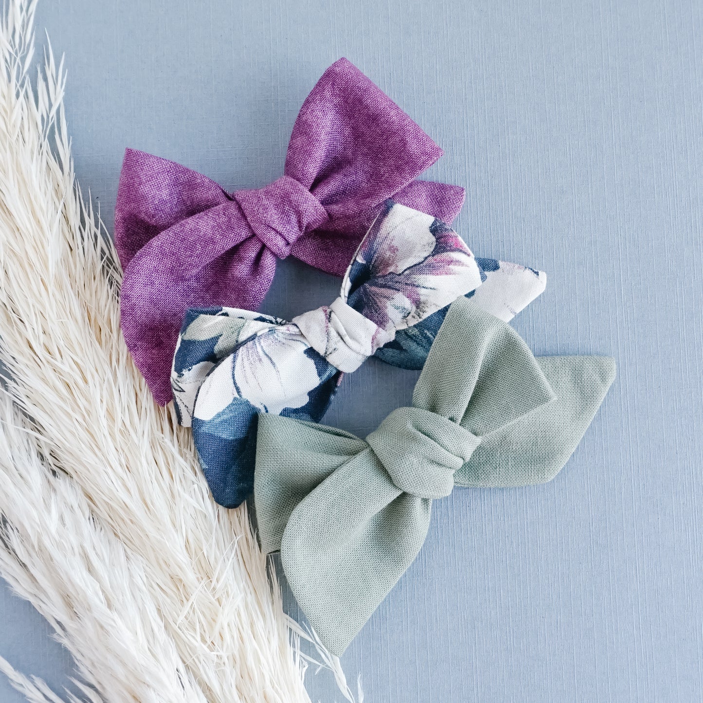 Handtied Fabric Bow - Plum Shadow