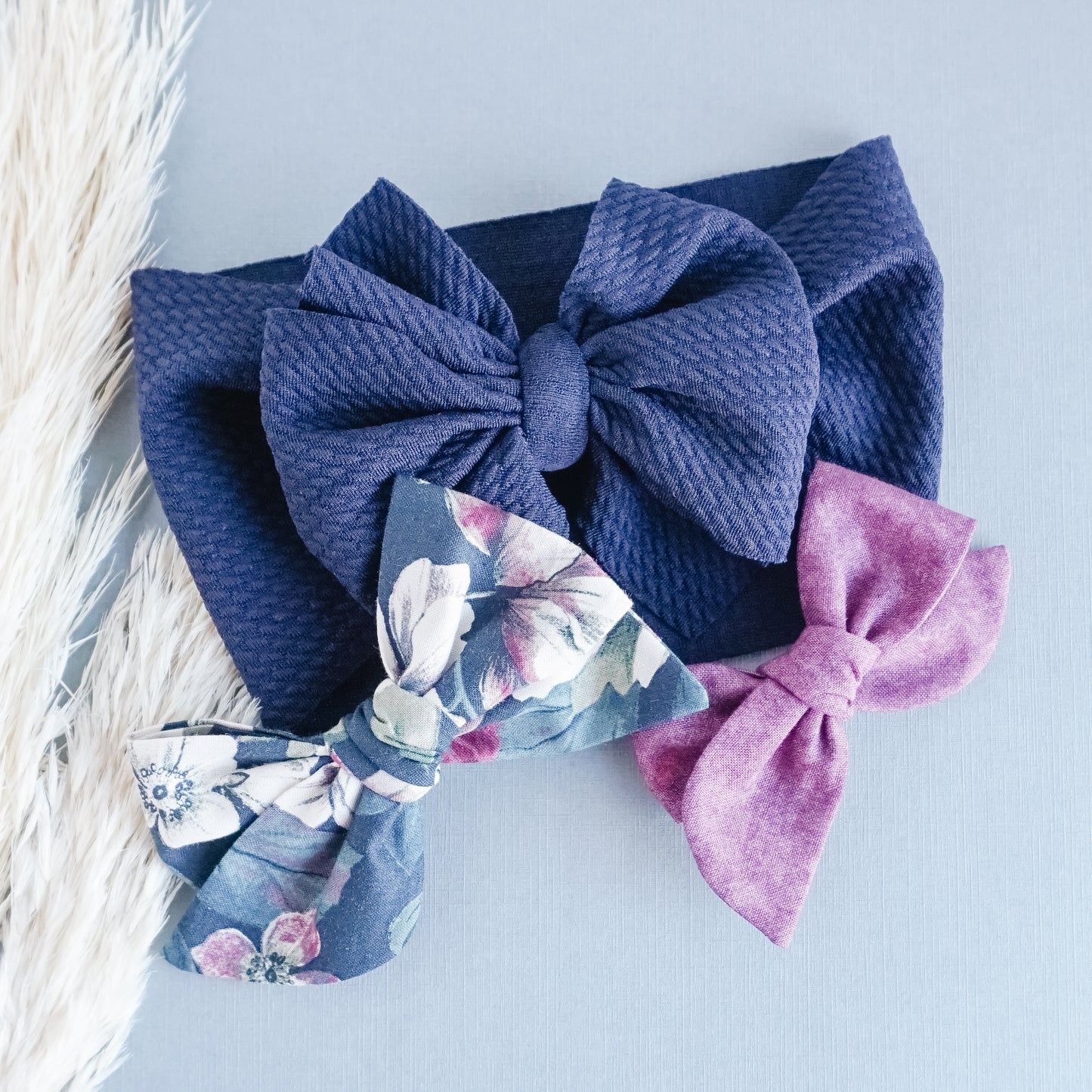 Handtied Fabric Bow - Plum Shadow