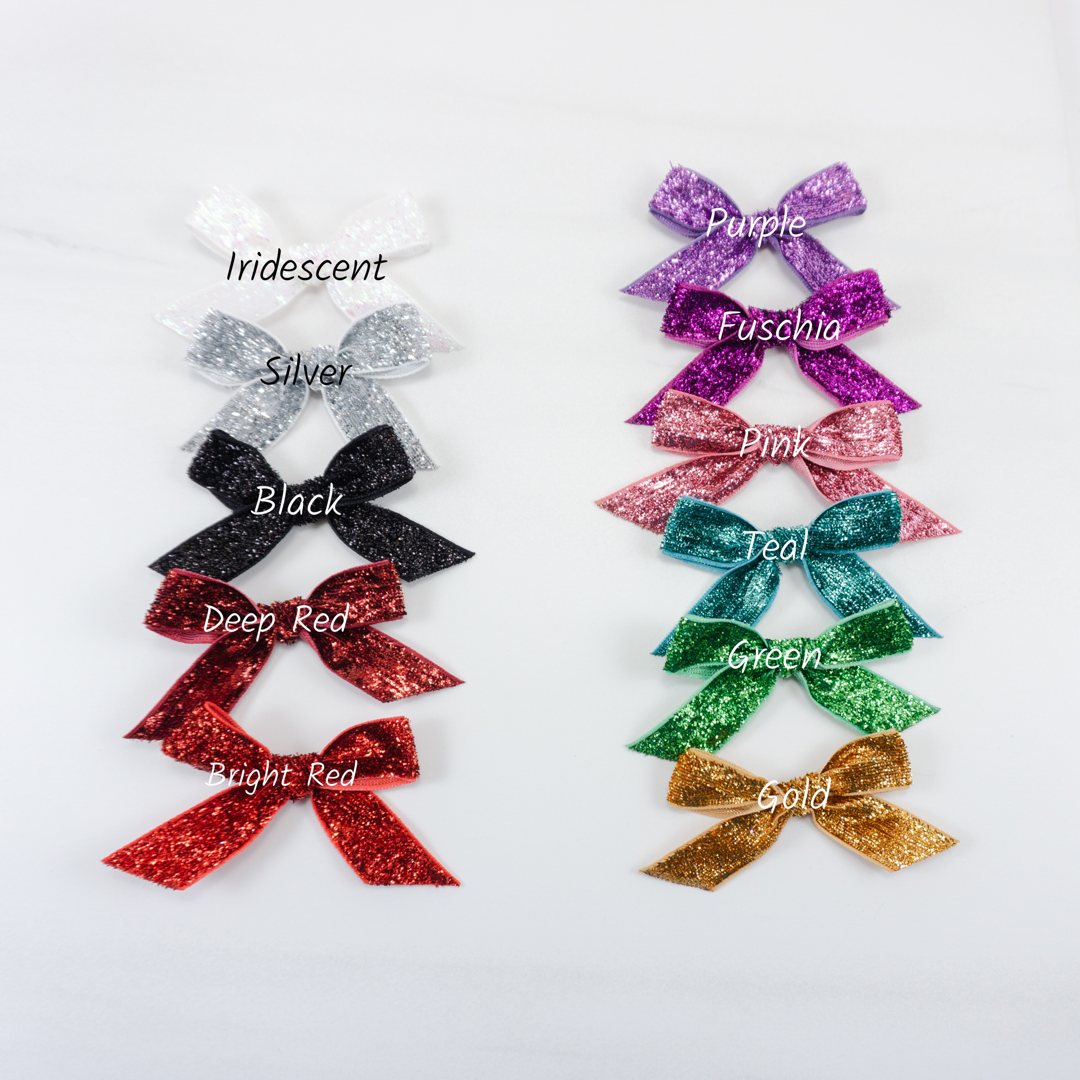 Sparkly Handtied Velvet Bows - 5/8" Ribbon