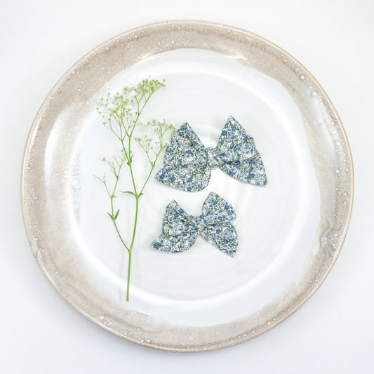 Handtied Fabric Bow - Blue Vintage Floral