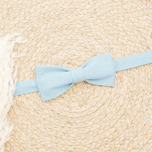 Adjustable Bowtie - Sky Blue Linen