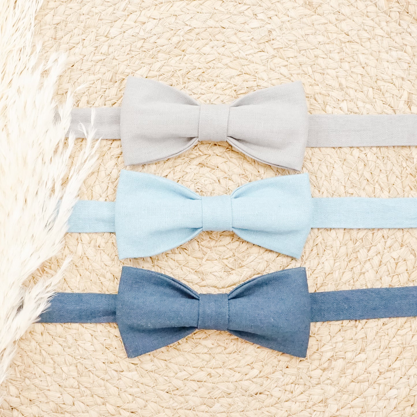 Adjustable Bowtie - Sky Blue Linen