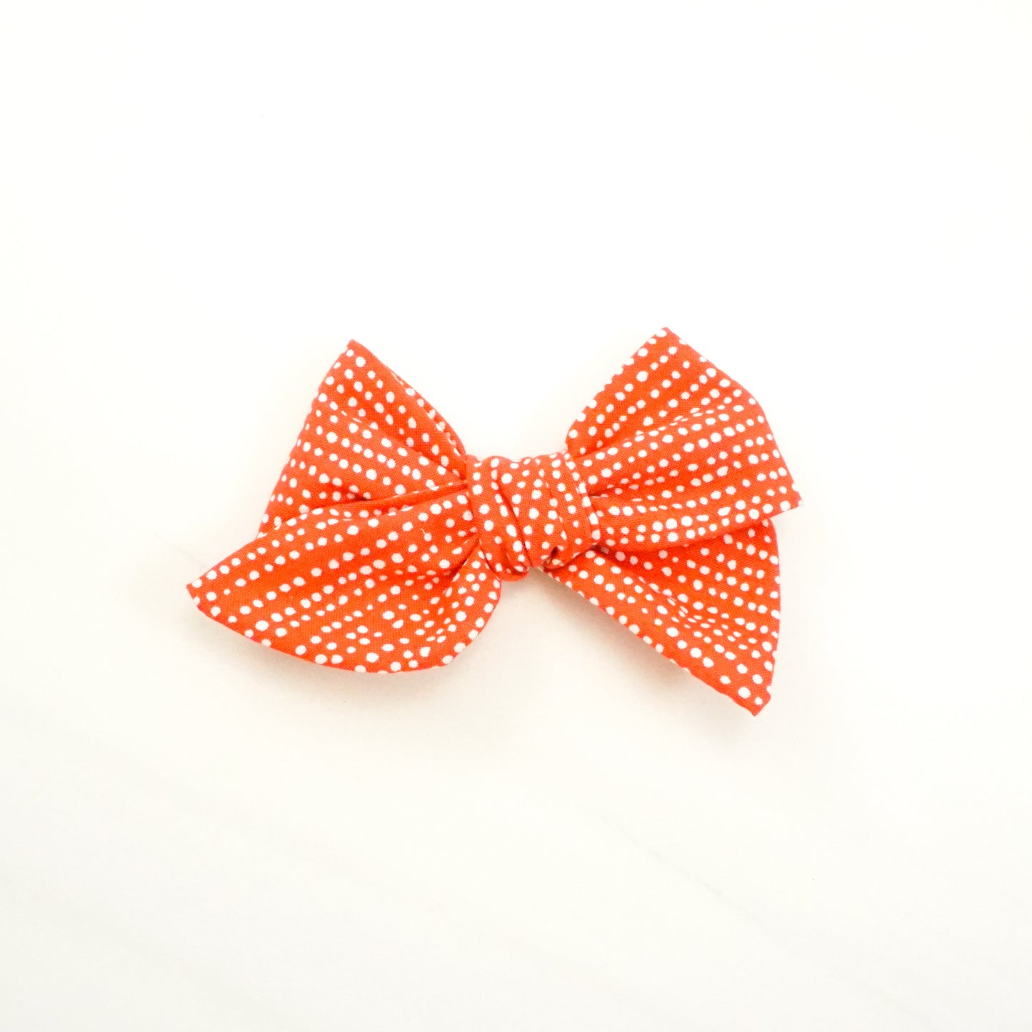 Handtied Fabric Bow - Ready to Ship (clip attached, see description) - Red Snowfall