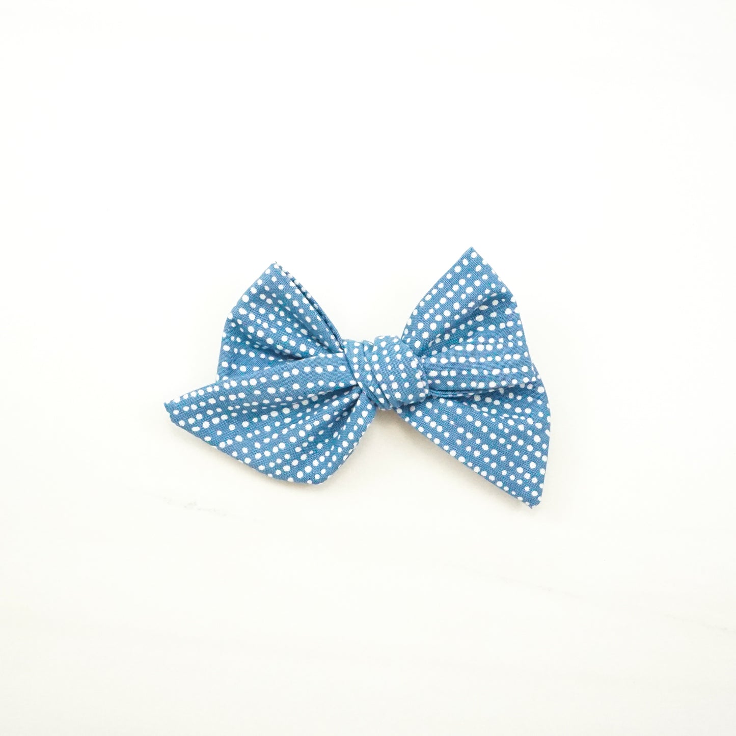 Handtied Fabric Bow - Ready to Ship (clip attached, see description) - Blue Snowfall
