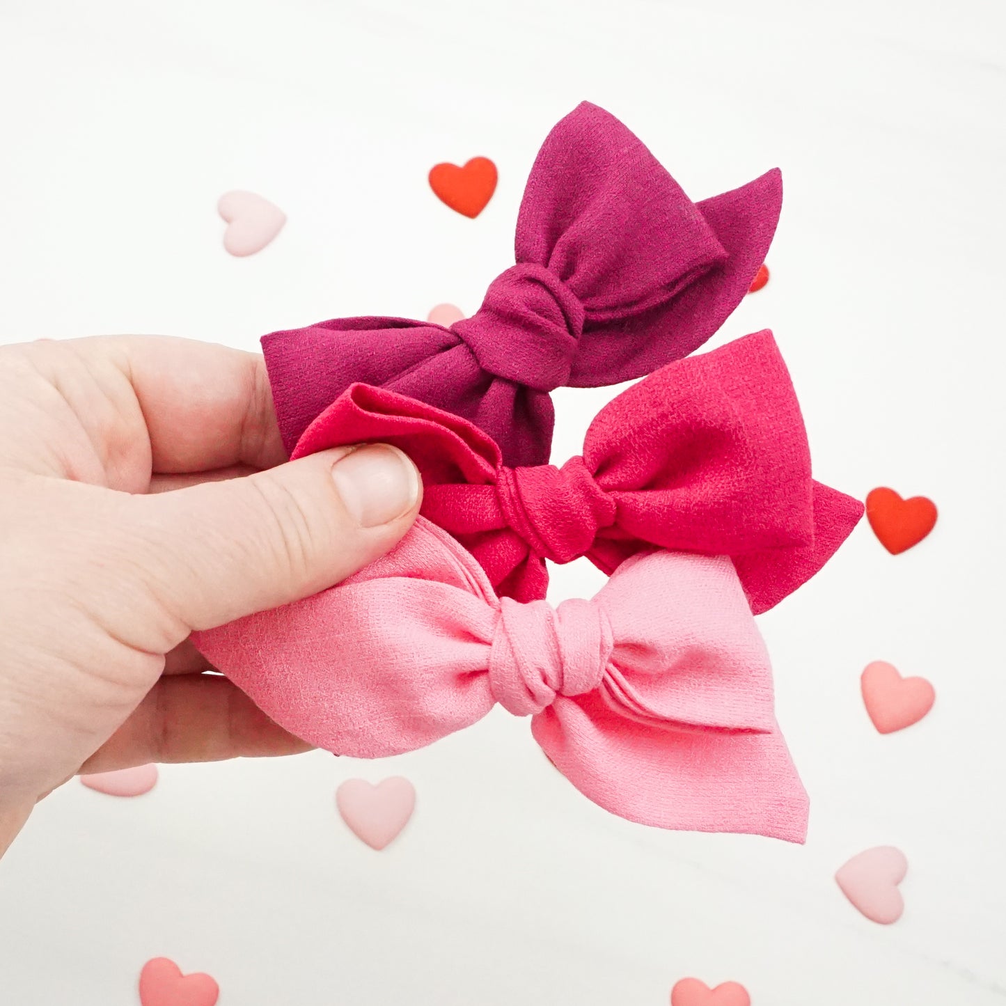 Handtied Fabric Bow - Berry