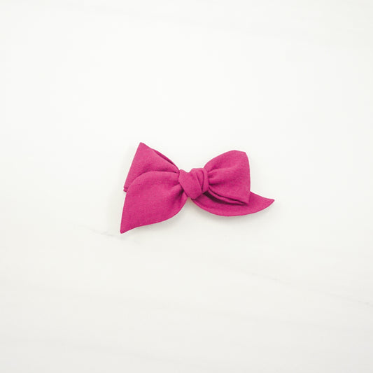 Handtied Fabric Bow - Berry