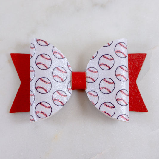 Belle Faux Leather Bow - Take Me Out to the Ball Game