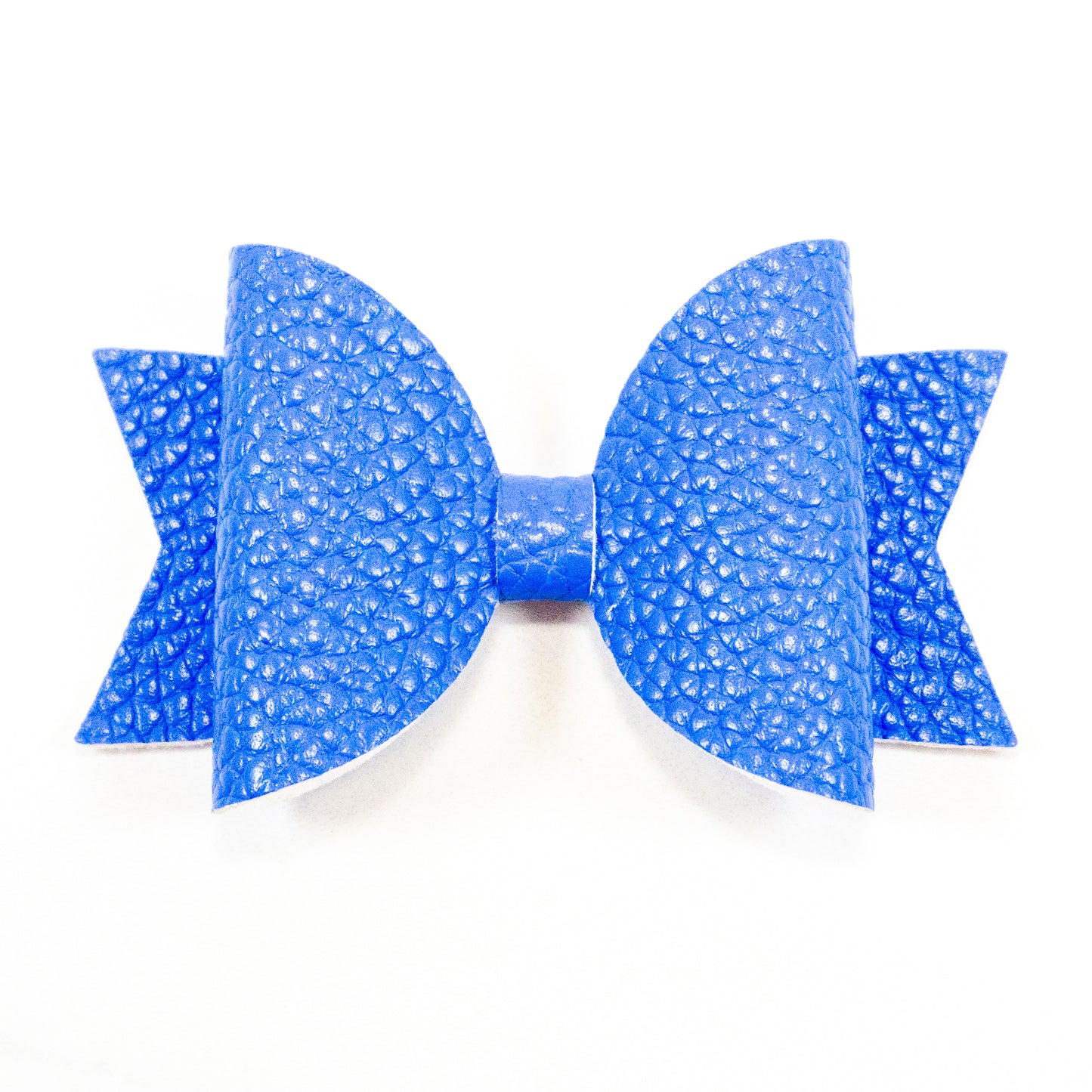 Belle Faux Leather Bow - Cobalt Textured Faux Leather