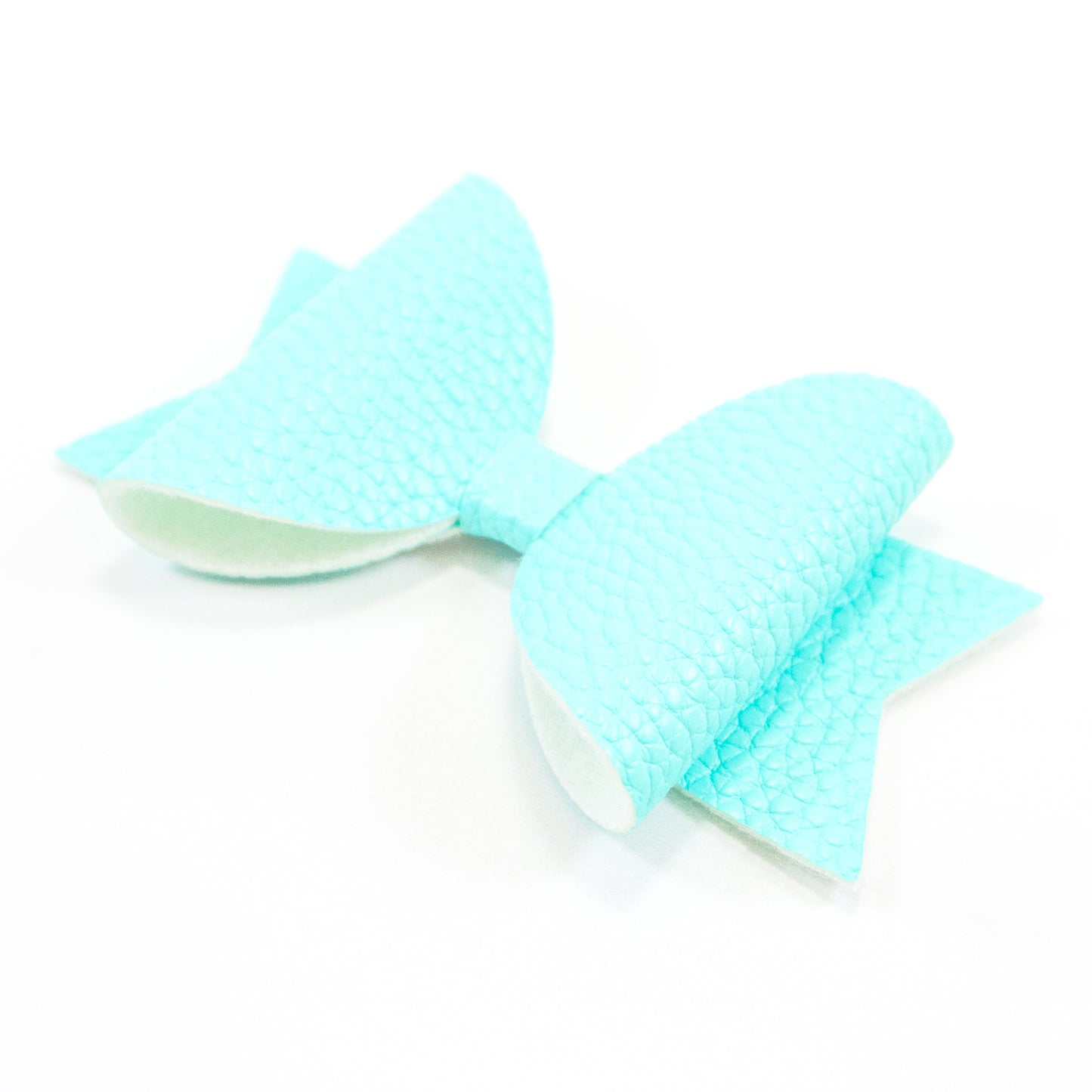 Belle Faux Leather Bow - Textured Minty Tiffany