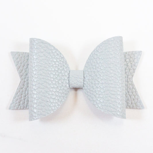 Belle Faux Leather Bow - Textured Standard Grey