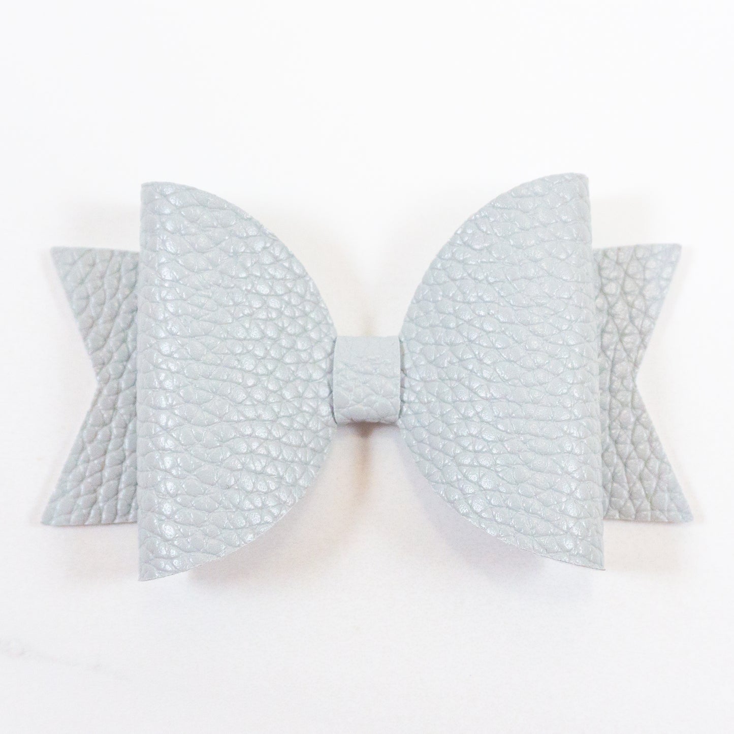 Belle Faux Leather Bow - Textured Standard Grey