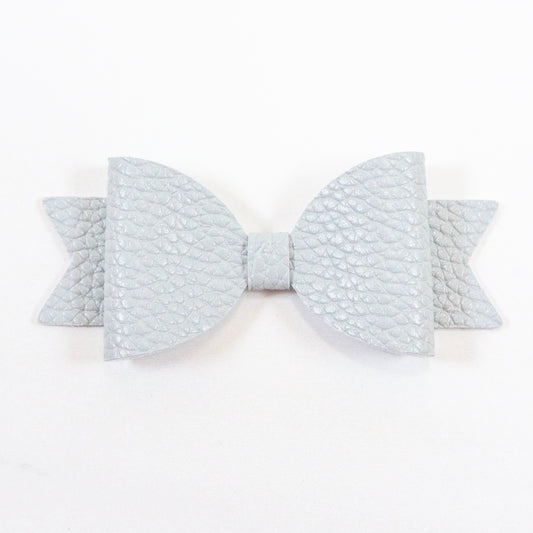 Lavish Faux Leather Bow - Textured Standard Grey