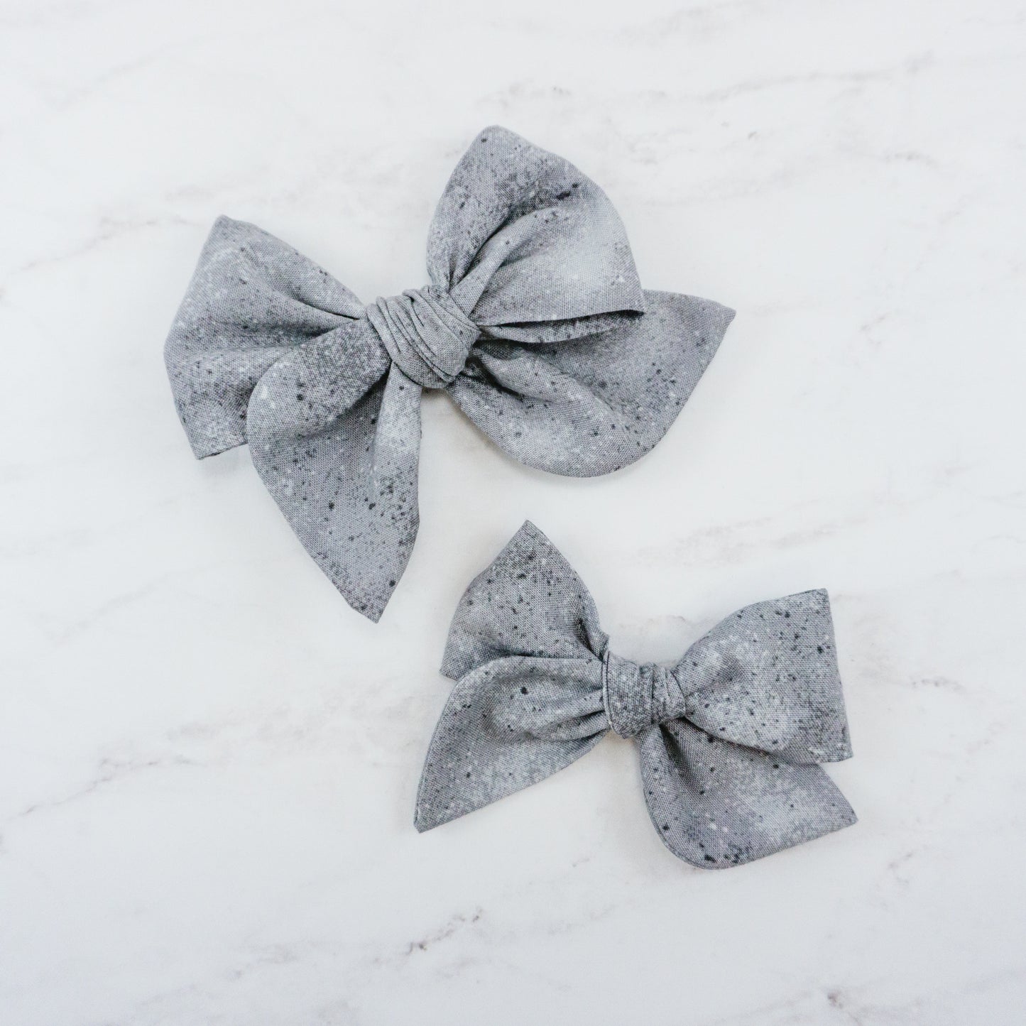 Handtied Fabric Bow - Grey Speckle