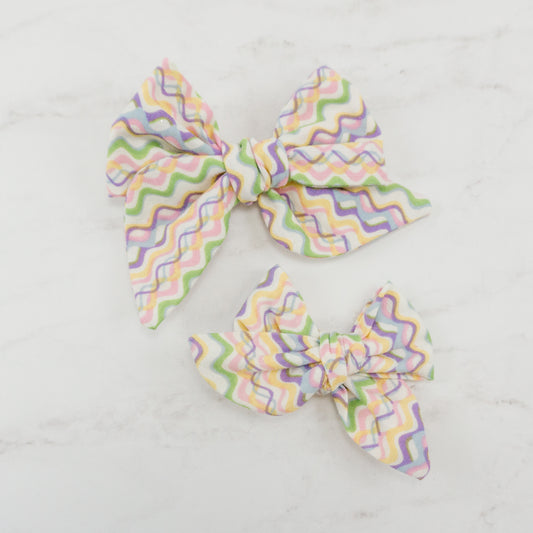 Handtied Fabric Bow - Funky Spring