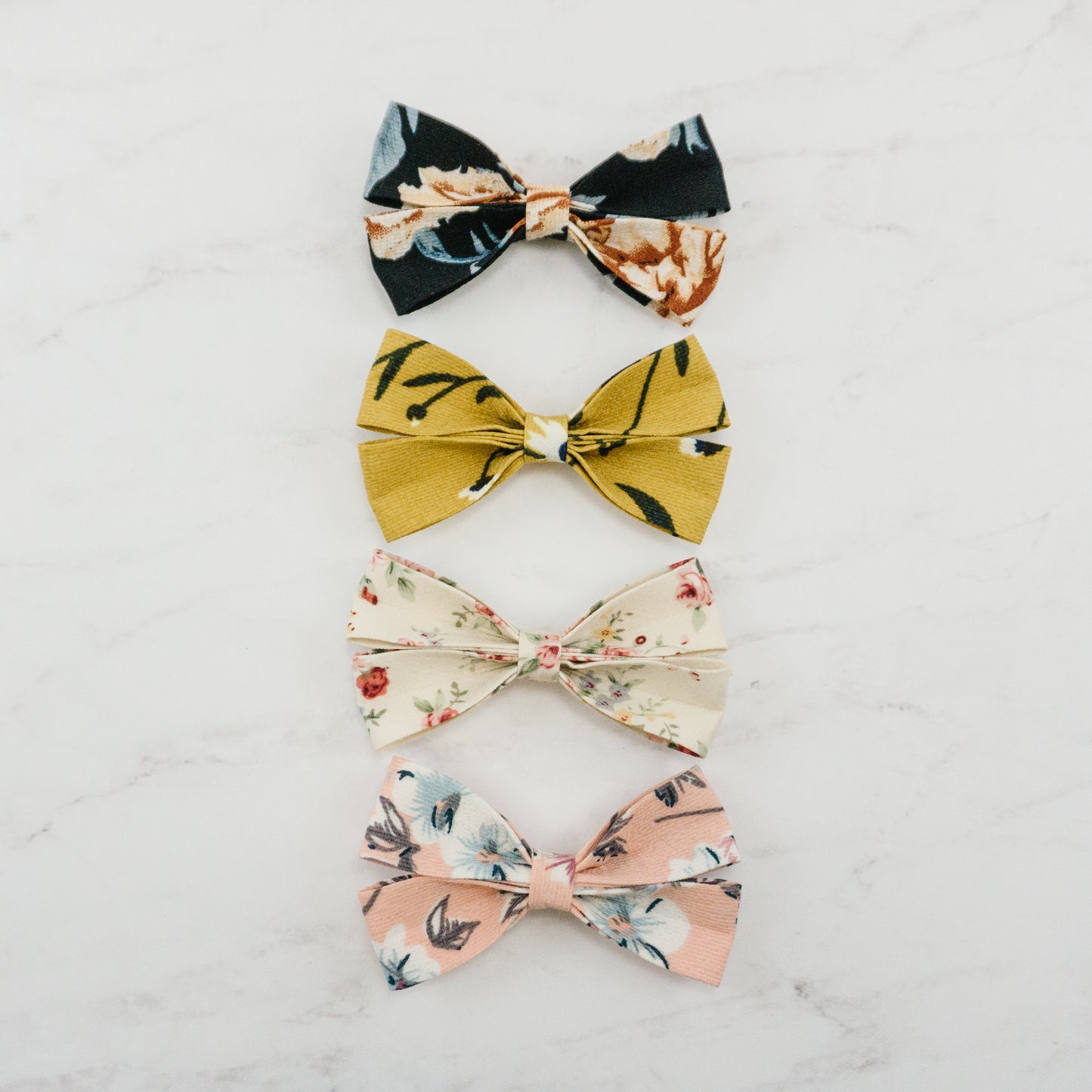 Daisy Bow - Navy Floral, Mustard Floral, Ivory Floral, Peach Floral