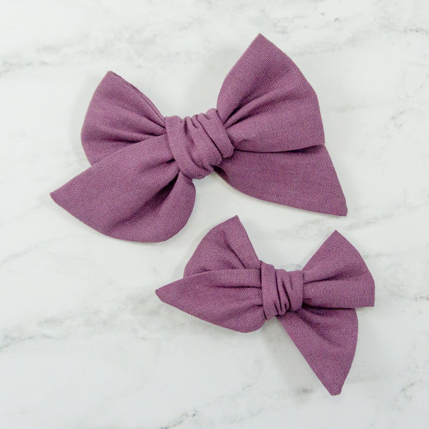 Handtied Fabric Bow - Essex Linen - Plum