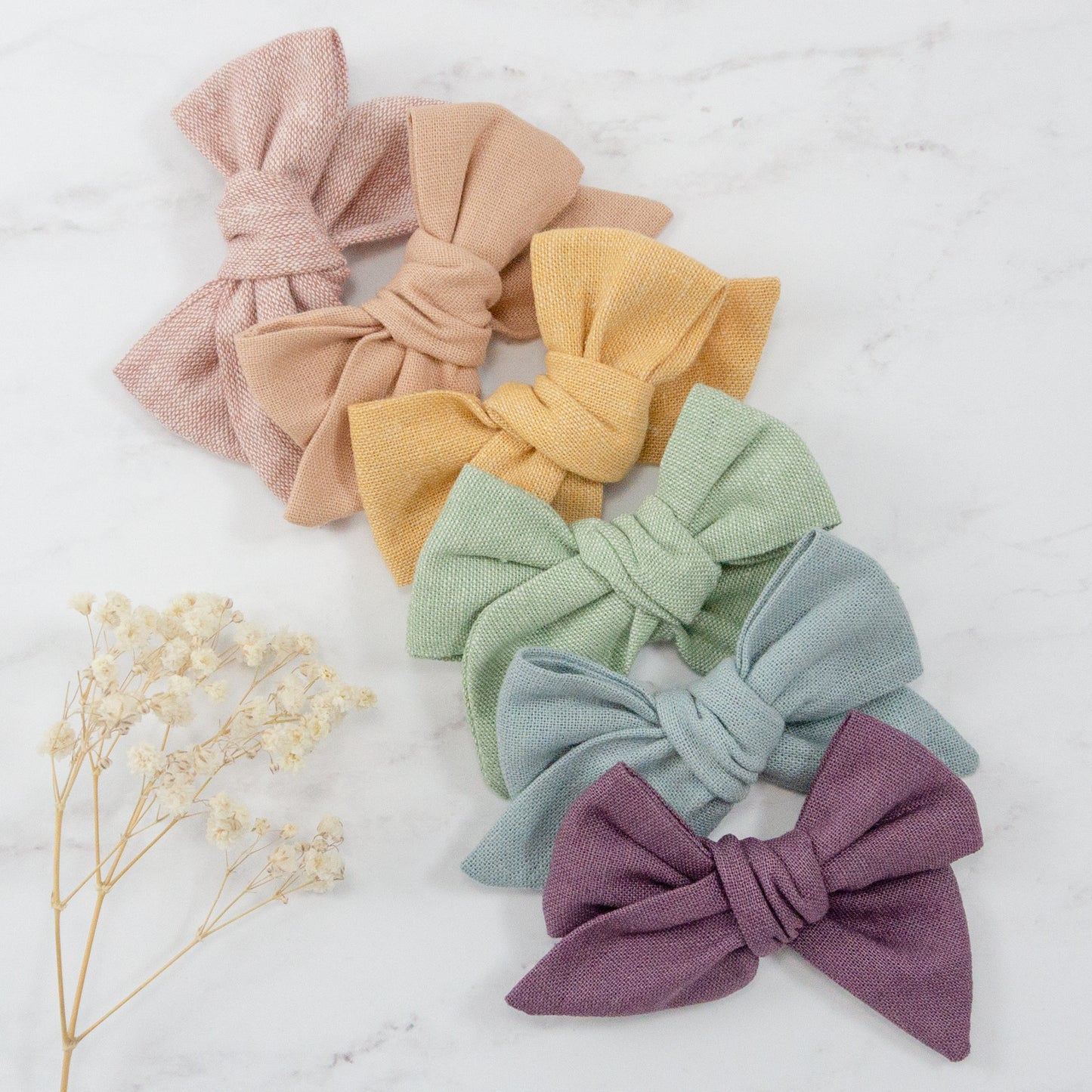 Handtied Fabric Bow - Essex Linen - Rose
