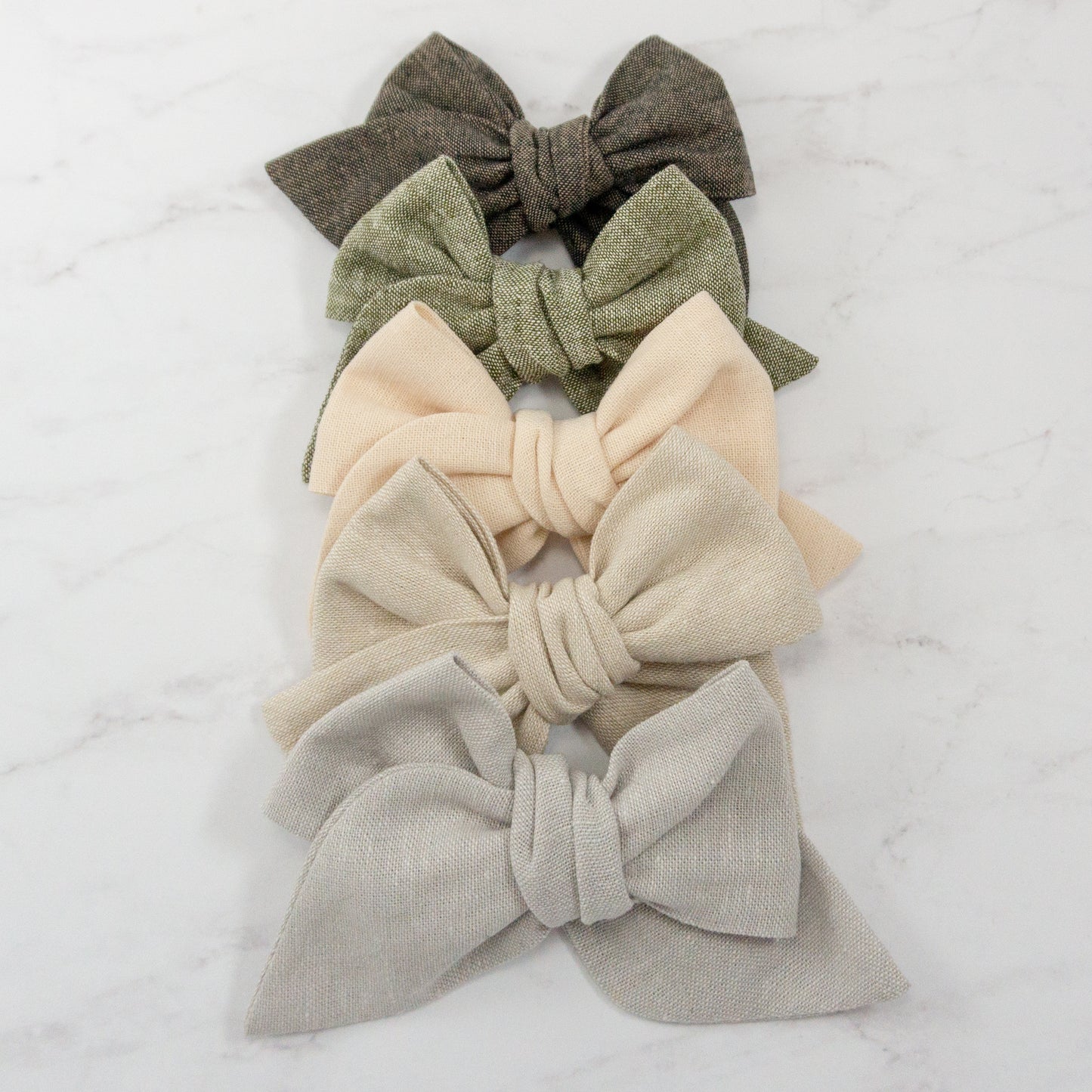 Handtied Fabric Bow - Essex Linen - Oyster