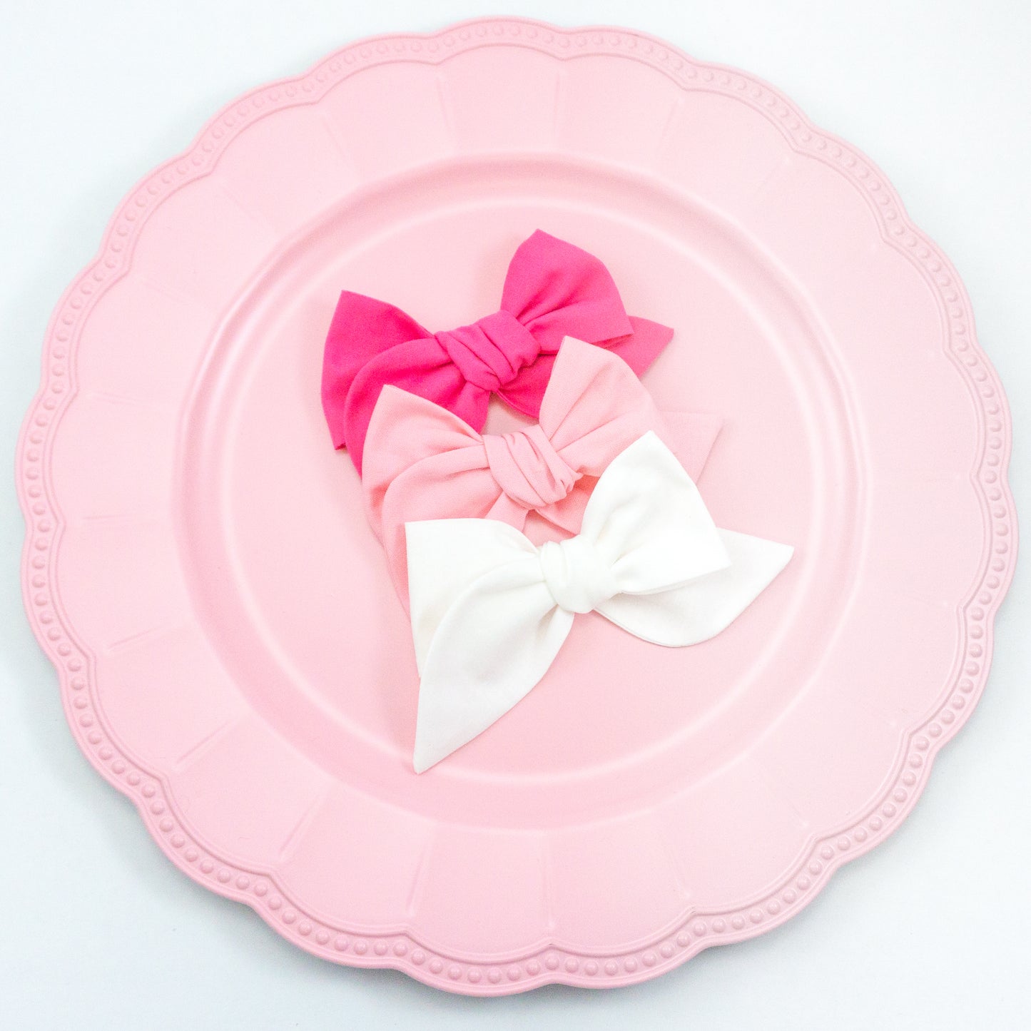 Handtied Fabric Bow - Bright Pink