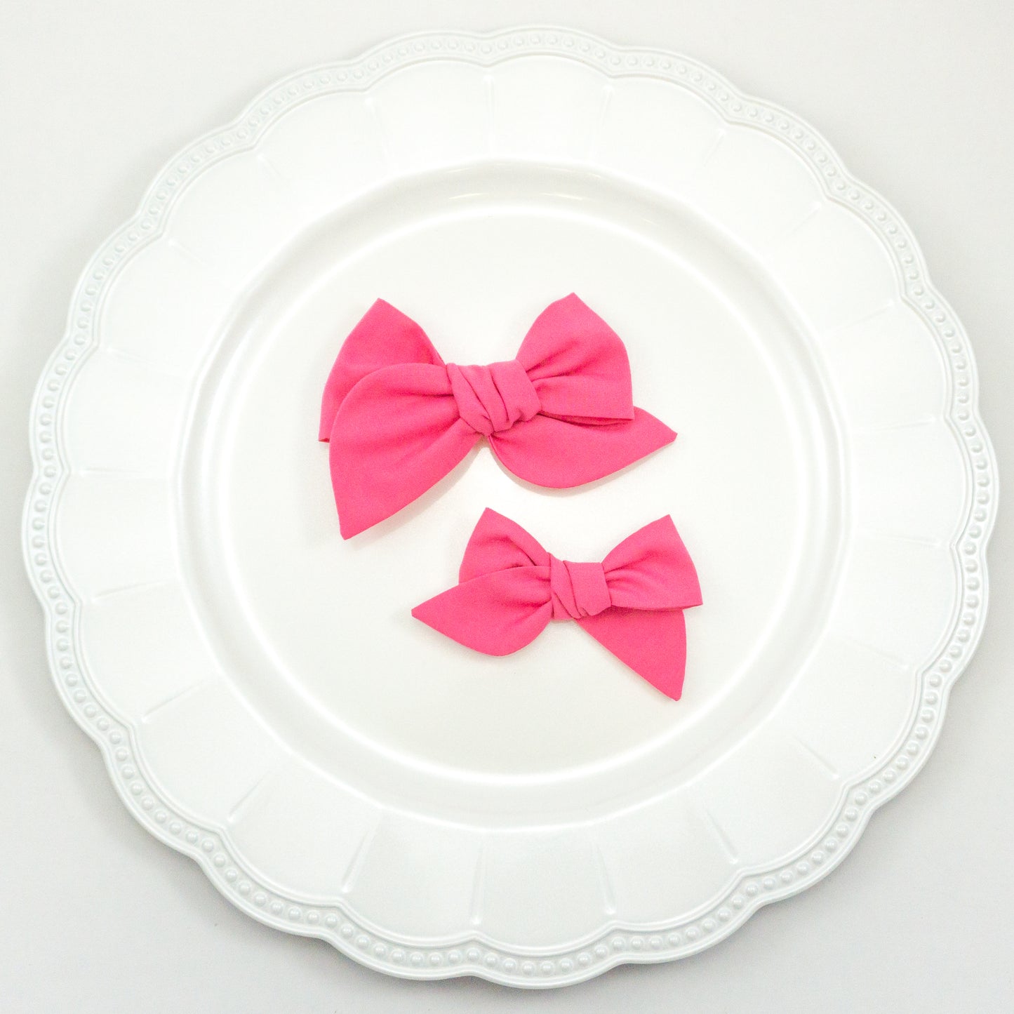 Handtied Fabric Bow - Bright Pink